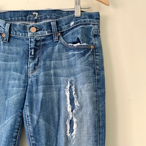 7 For All Mankind Crop Straight Leg Distressed Jeans - Picture 4 of 6